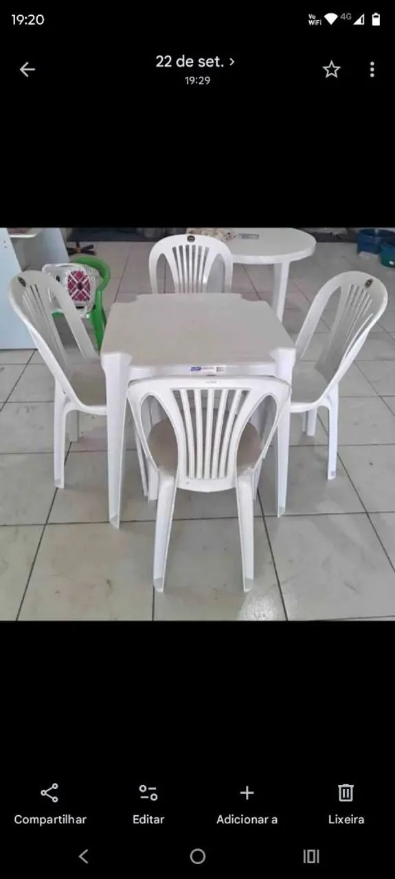 7 mesas com cadeiras 