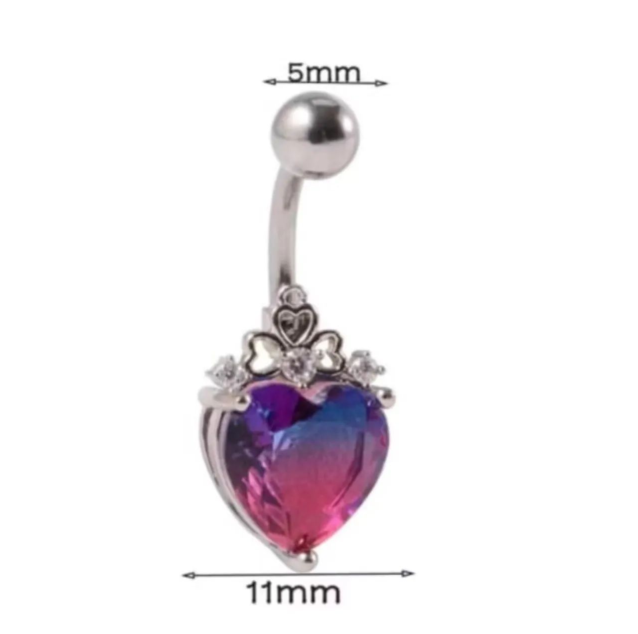 Piercing de Umbigo Coração Multicolorido - Novo - Foto 2