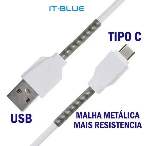Cabo Usb Tipo c 2 Metros Reforçado Turbo It-blue *ENTREGA GRÁTIS* - Foto 3