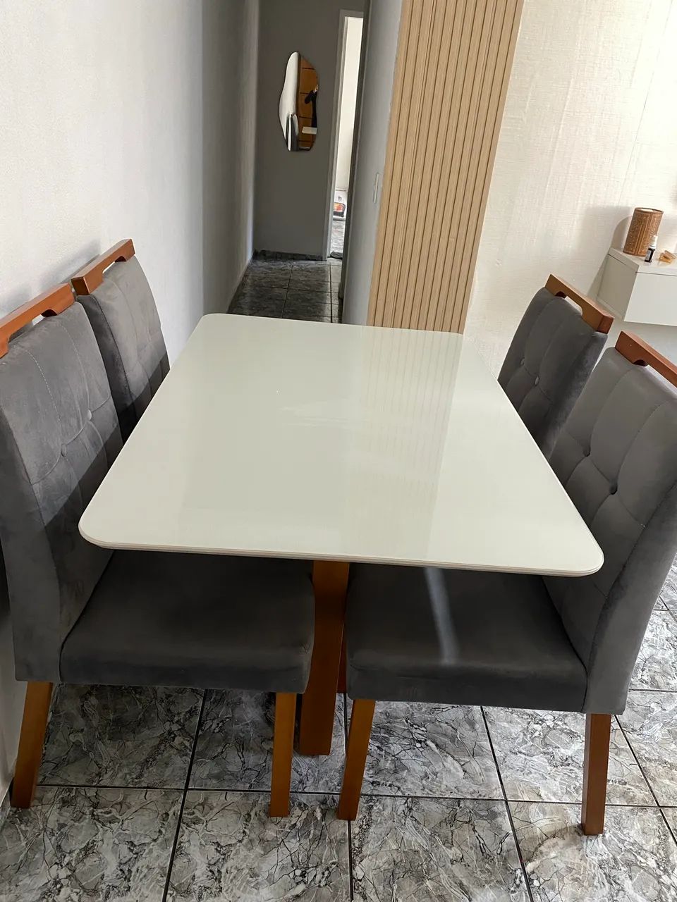 Mesa tampo de vidro 