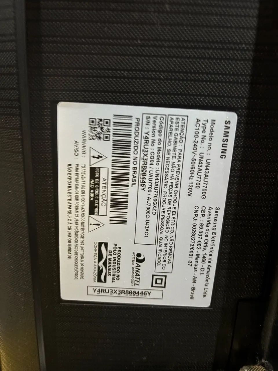 TV Samsung 43? Crystal UHD 4K AU7700 com defeito na tela - liga normal - Foto 3