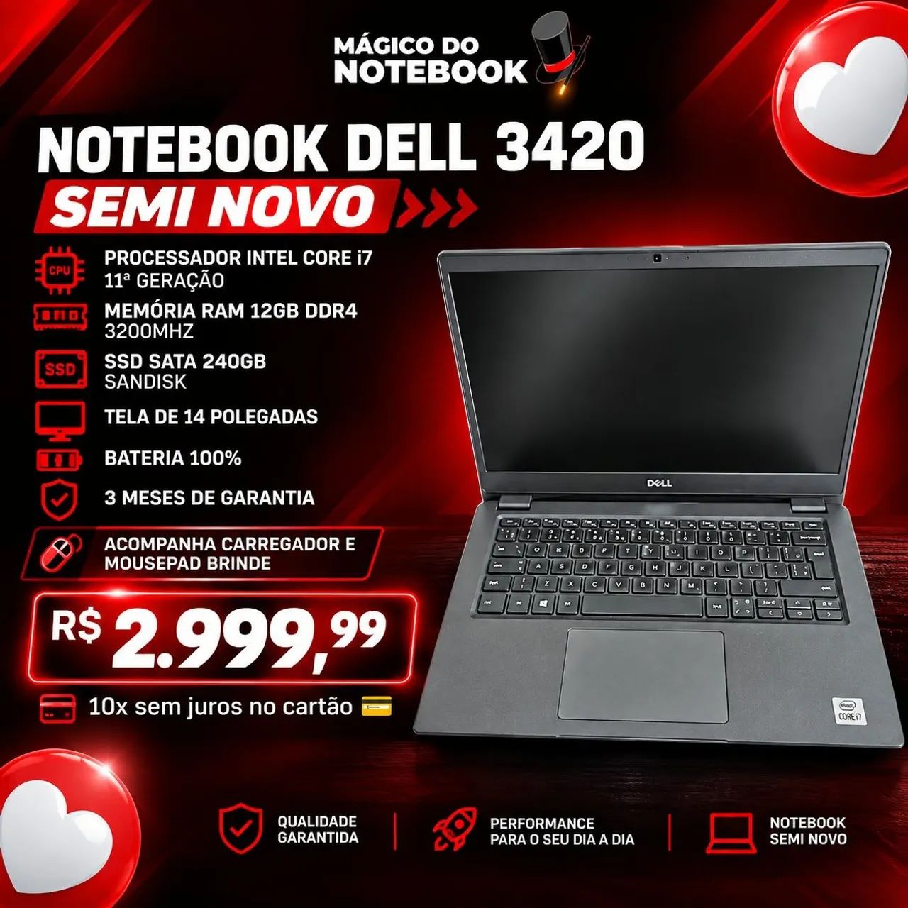 Notebook Dell Core i7 11° 