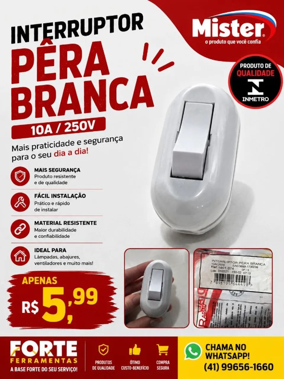 Interruptor Pera Branca