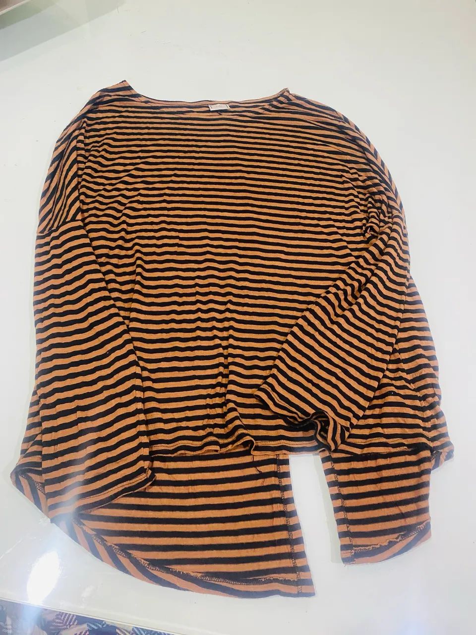 Blusa listra preto com marrom ZARA  - Foto 5