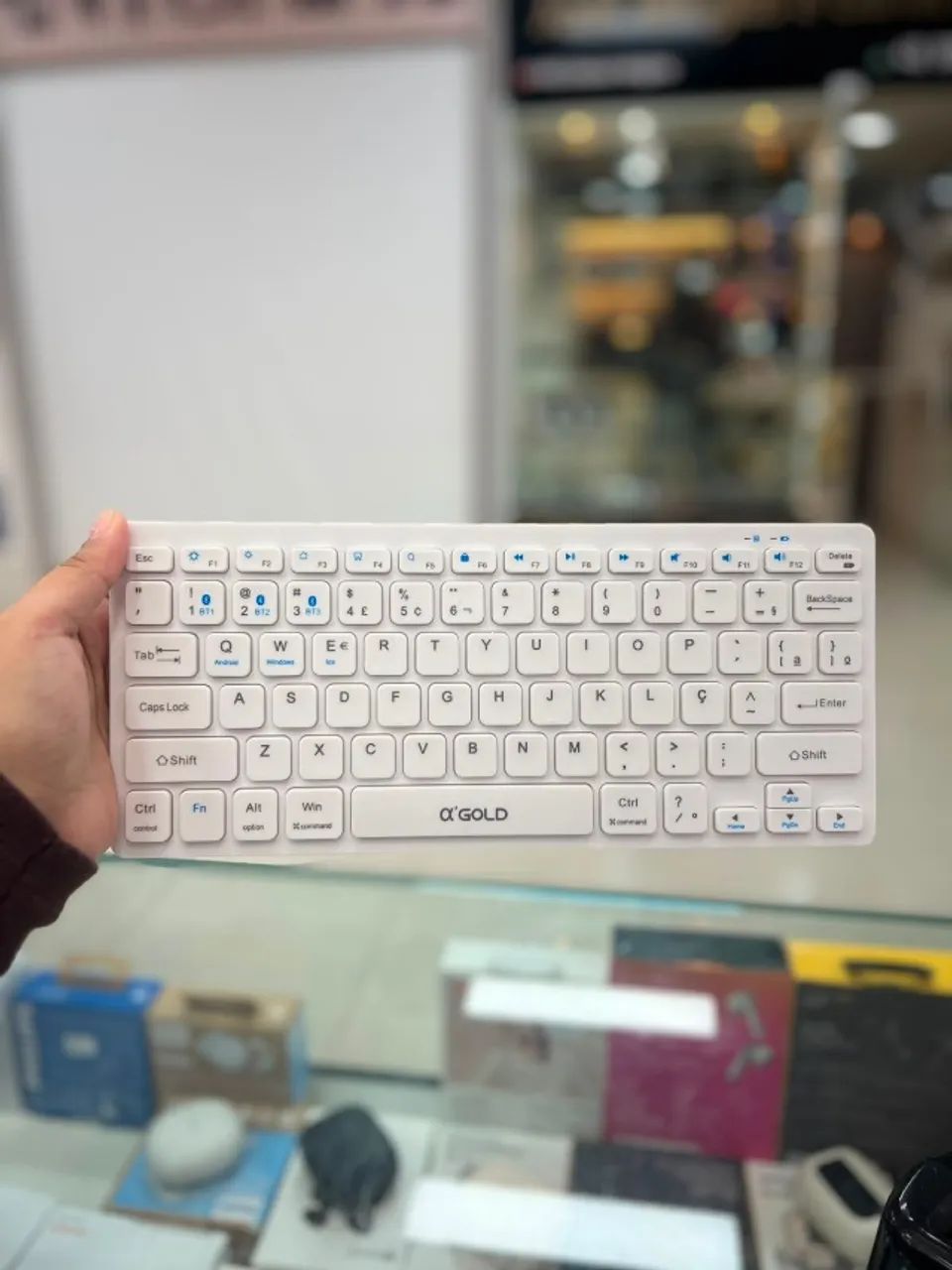 TECLADO SEM FIO BLUETOOTH BRANCO A'GOLD - Foto 2