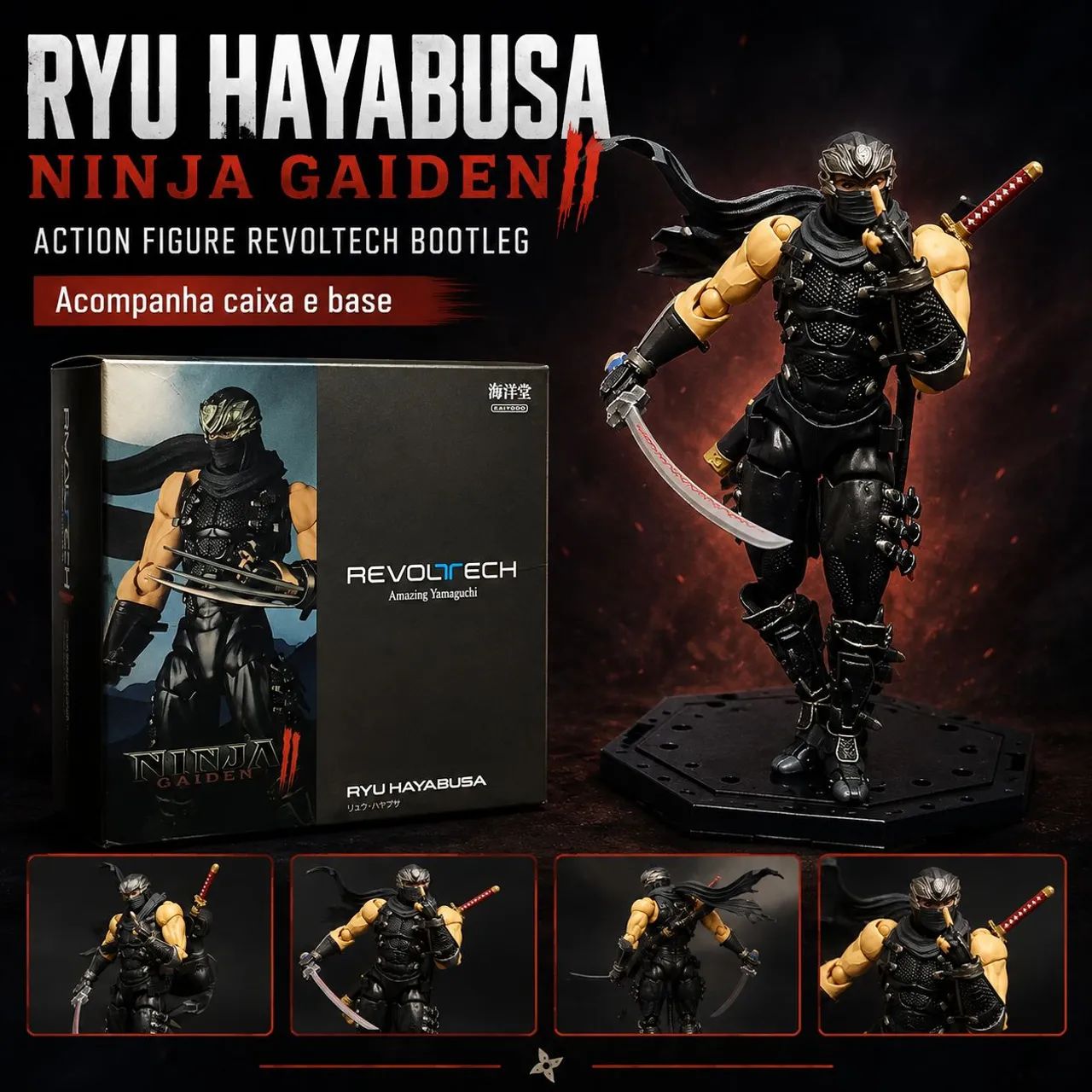 RYU HAYABUSA REVOLTECH NOVO BOOTLEG ACTION FIGURE - Ninja Gaiden 2