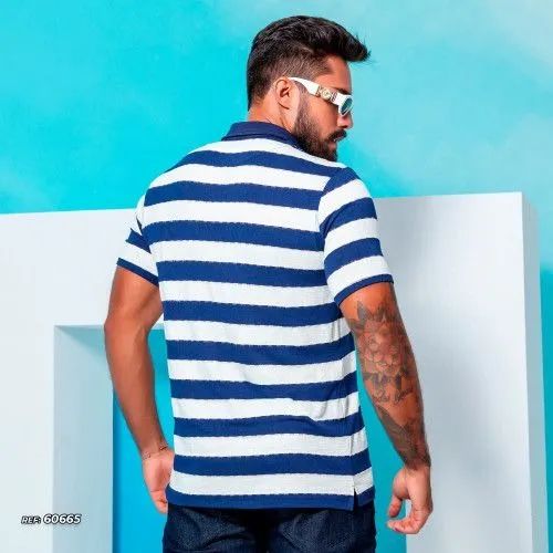 Camiseta gola polo listrada - Foto 2