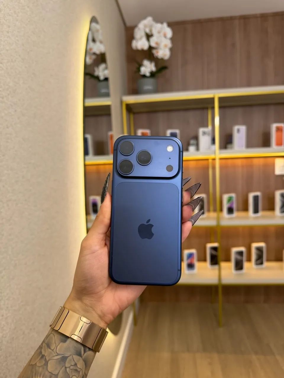 iPhone 17 Pro Titânio Azul Garantia Apple