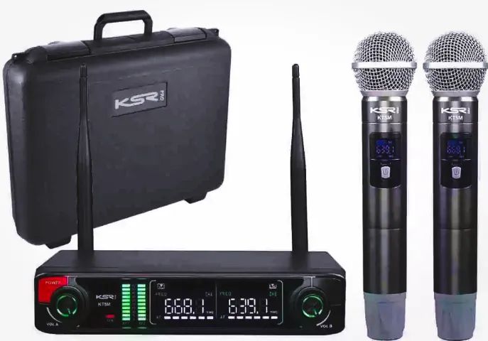 Microfone Sem Fio Duplo Profissional Ksr Pro KT5M