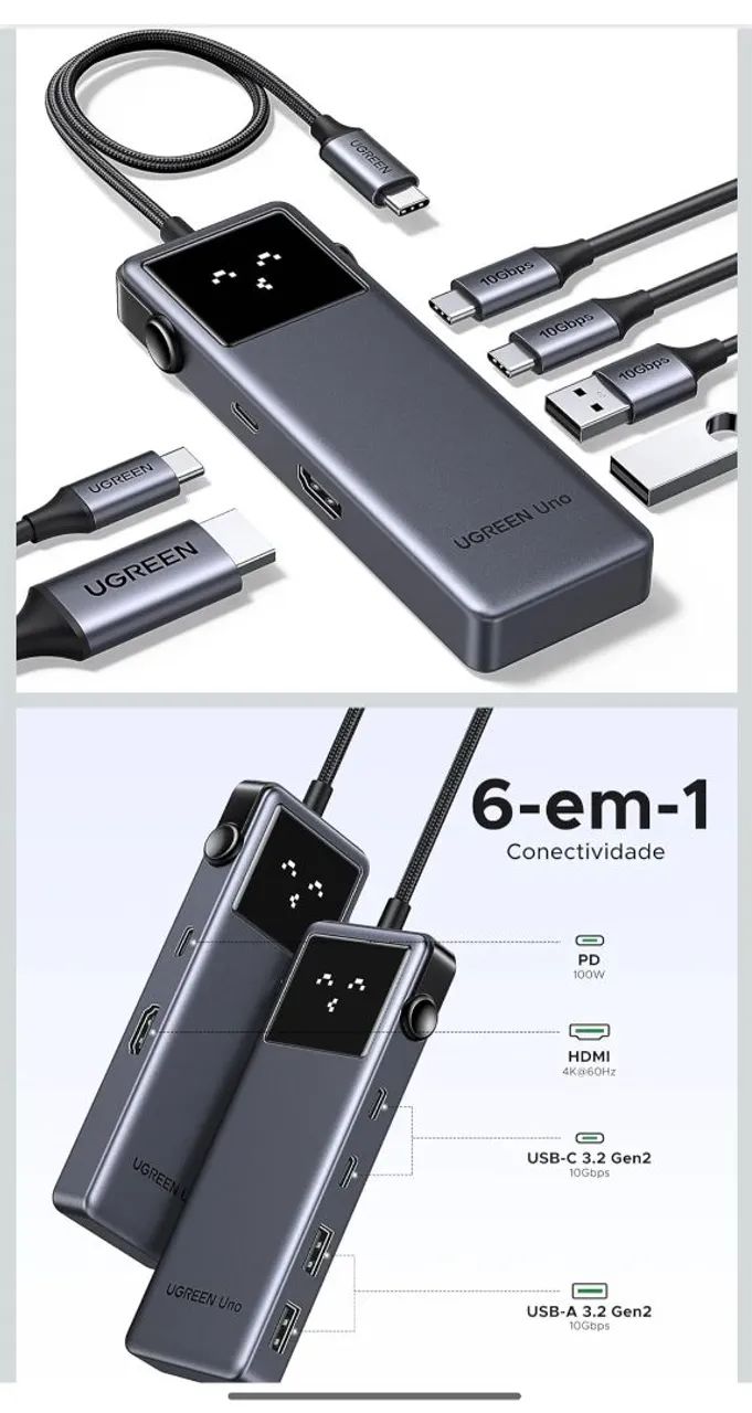 Hub USB ugreen 6 em 1 - NOVO - Foto 5