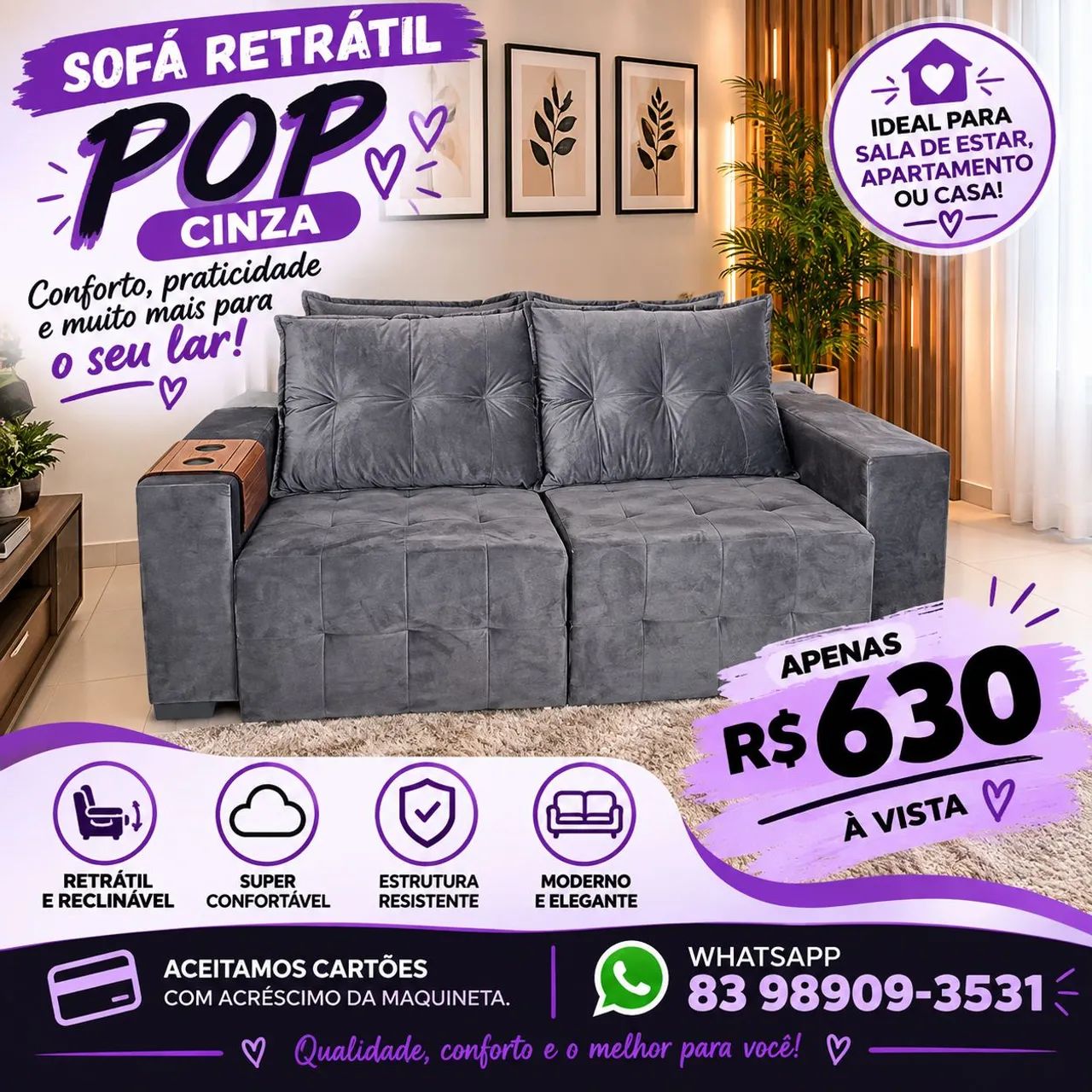 Promoção de sofá retrátil pop novo direto de fábrica. - Foto 4