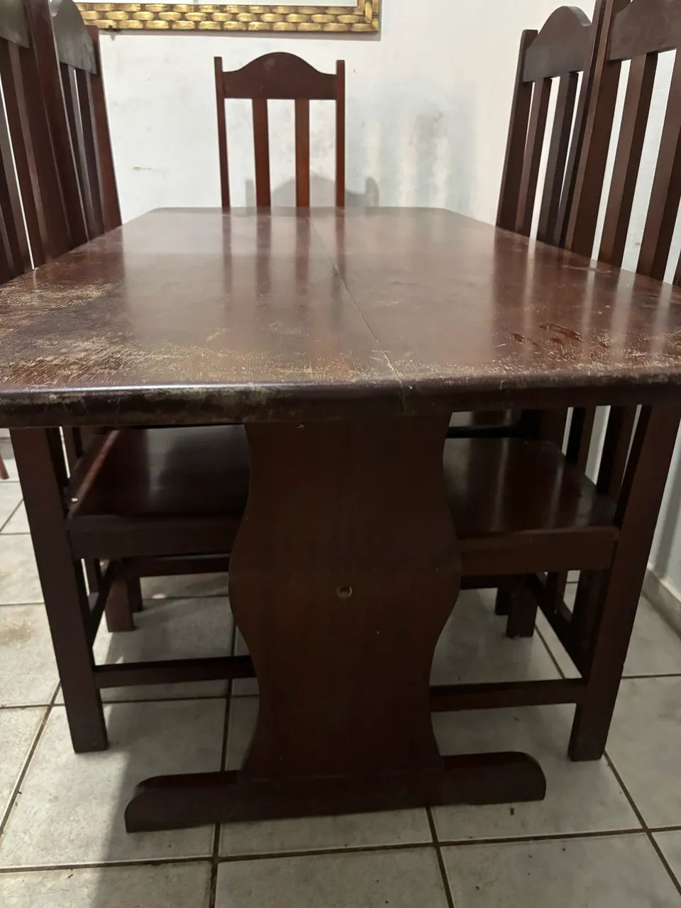 Mesa de Jantar de Madeira com 6 cadeiras - Foto 3