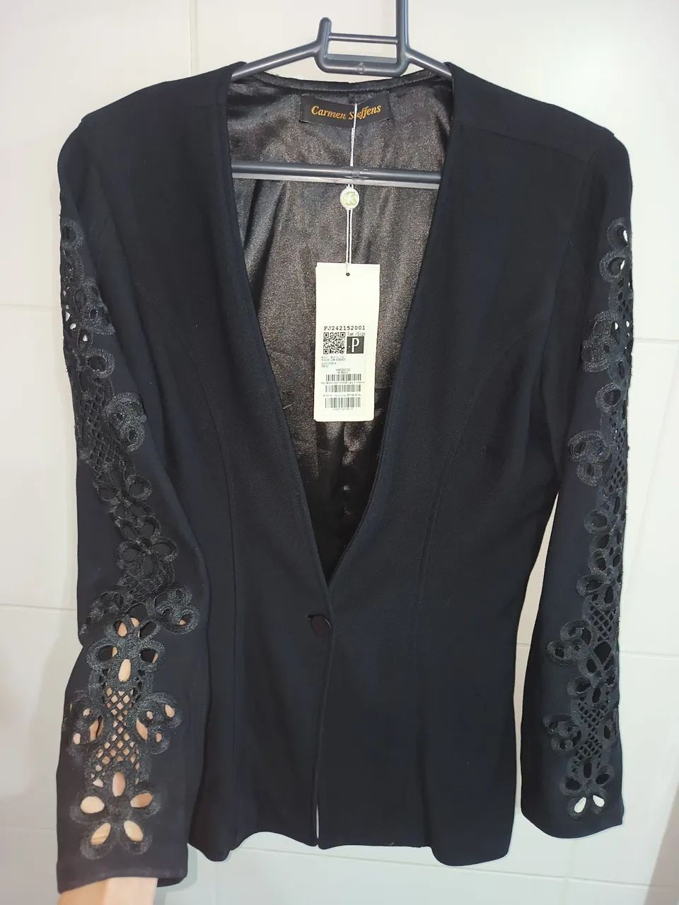 Blazer Carmen Steffens Preto P Novo - Foto 2