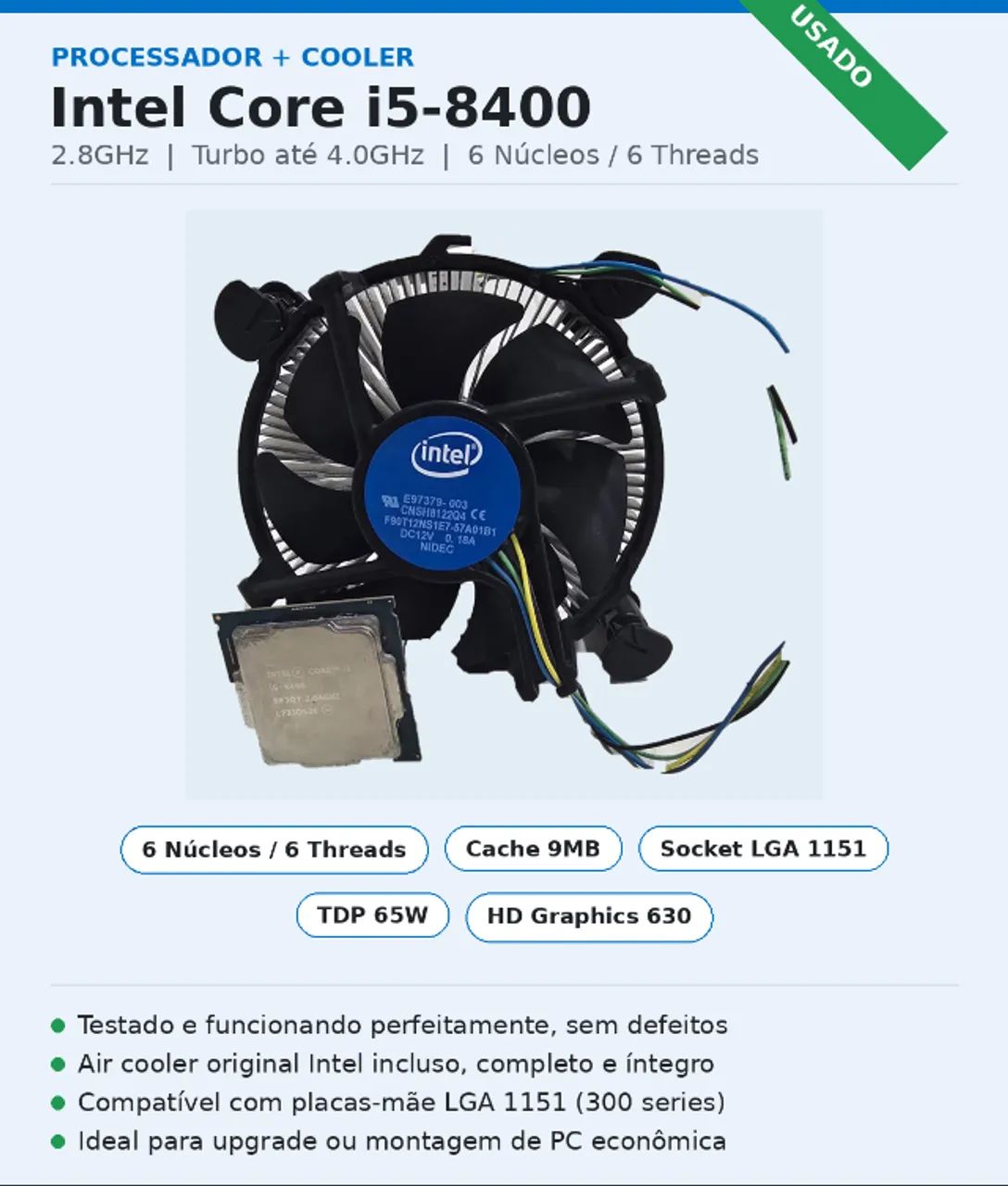 Intel Core i5-8400 + Air Cooler Original Intel - Foto 2