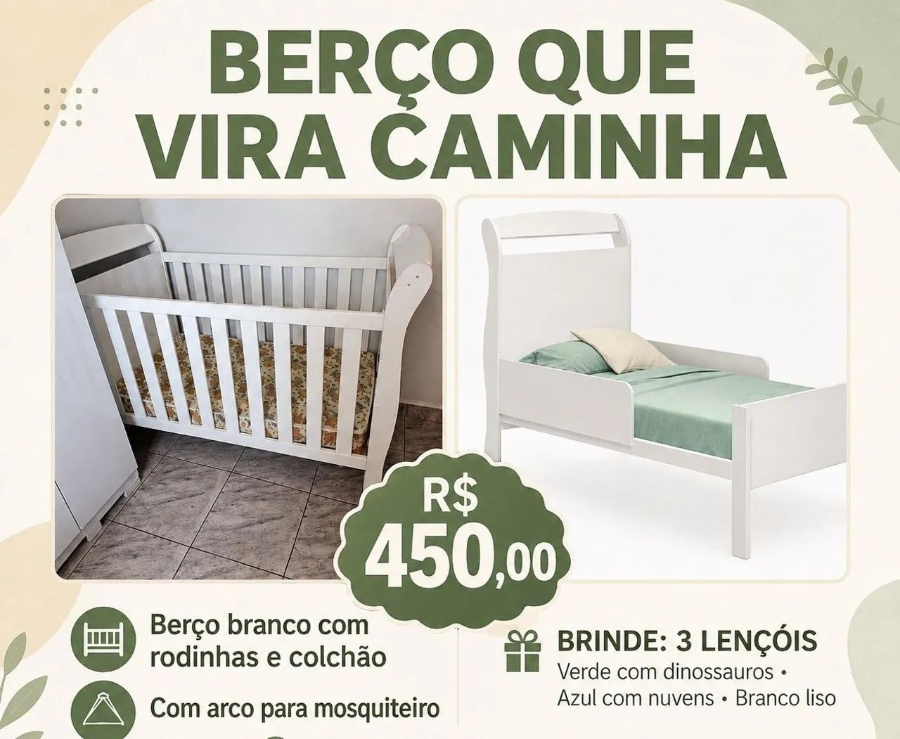 BERÇO QUE VIRA CAMINHA  - Foto 3
