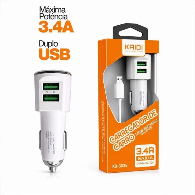 Carregador Veicular Kaidi 3.4A com 2 USB - Foto 4