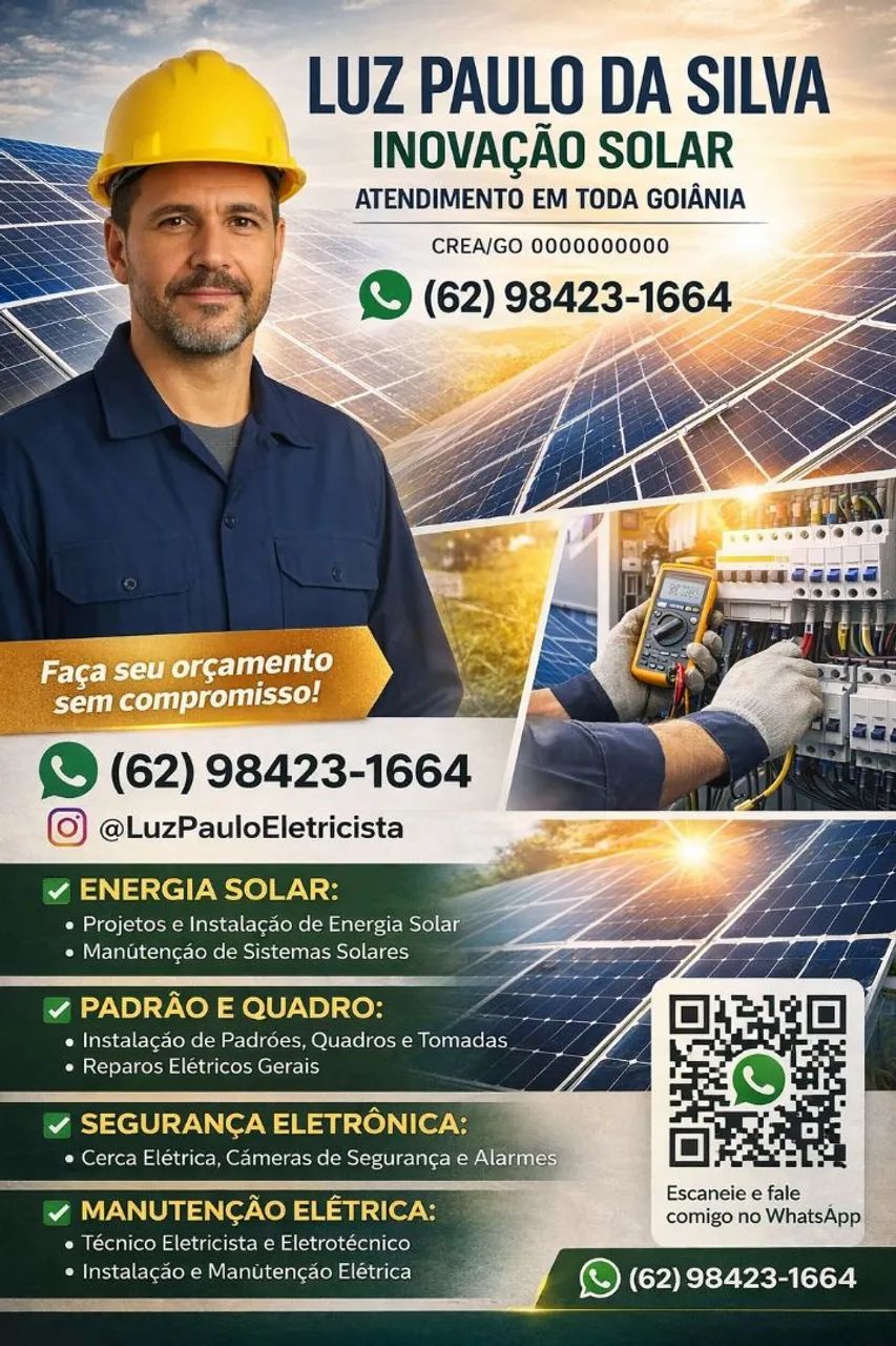 Eletricista, energia solar, segurança eletrônica 