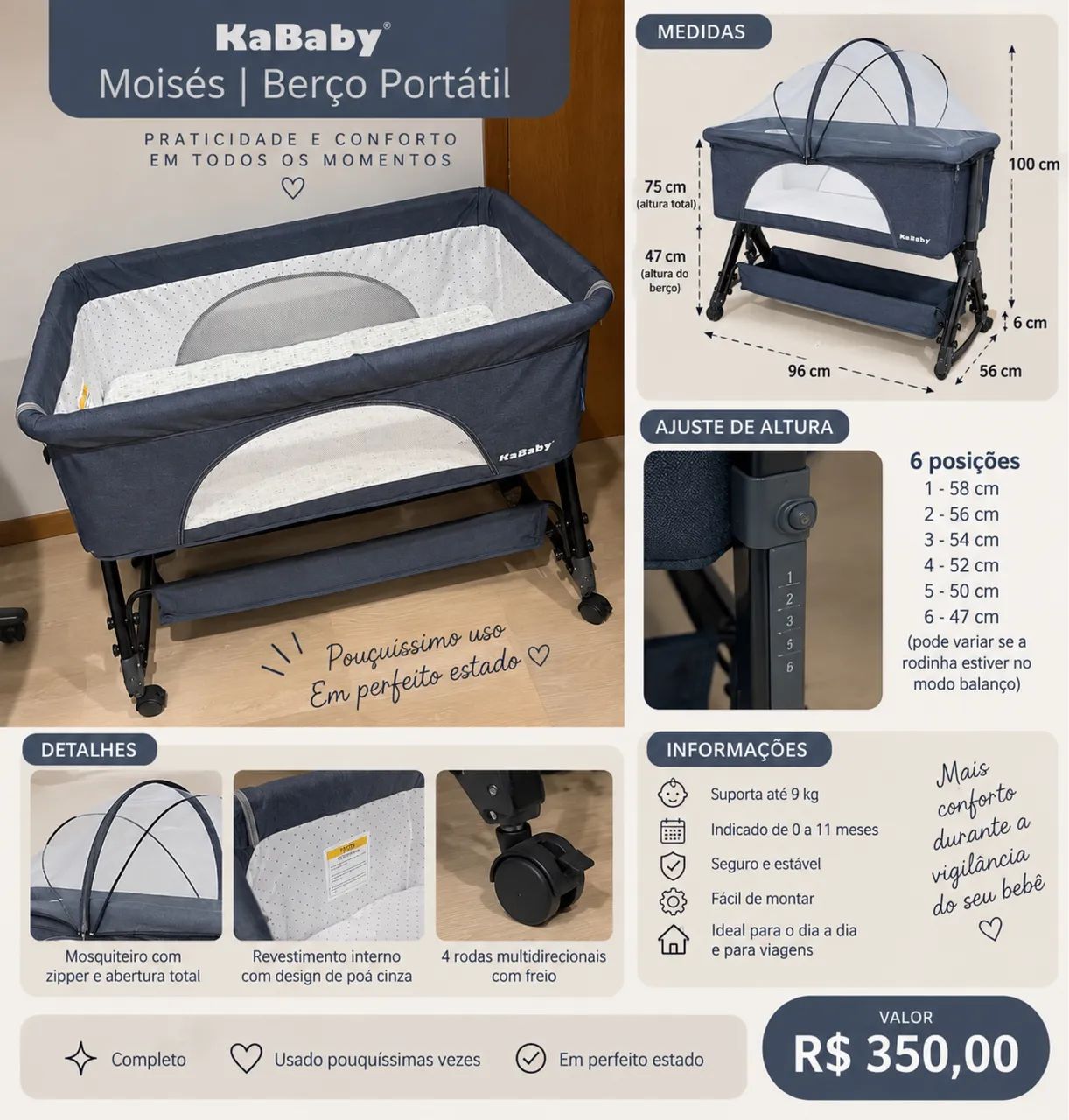 Berço portátil - Moisés  - completo!