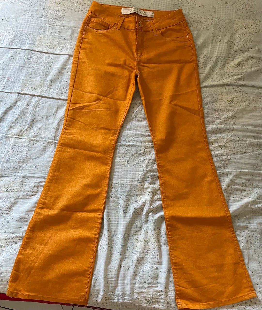 Calça Sarja Laranja Flare
