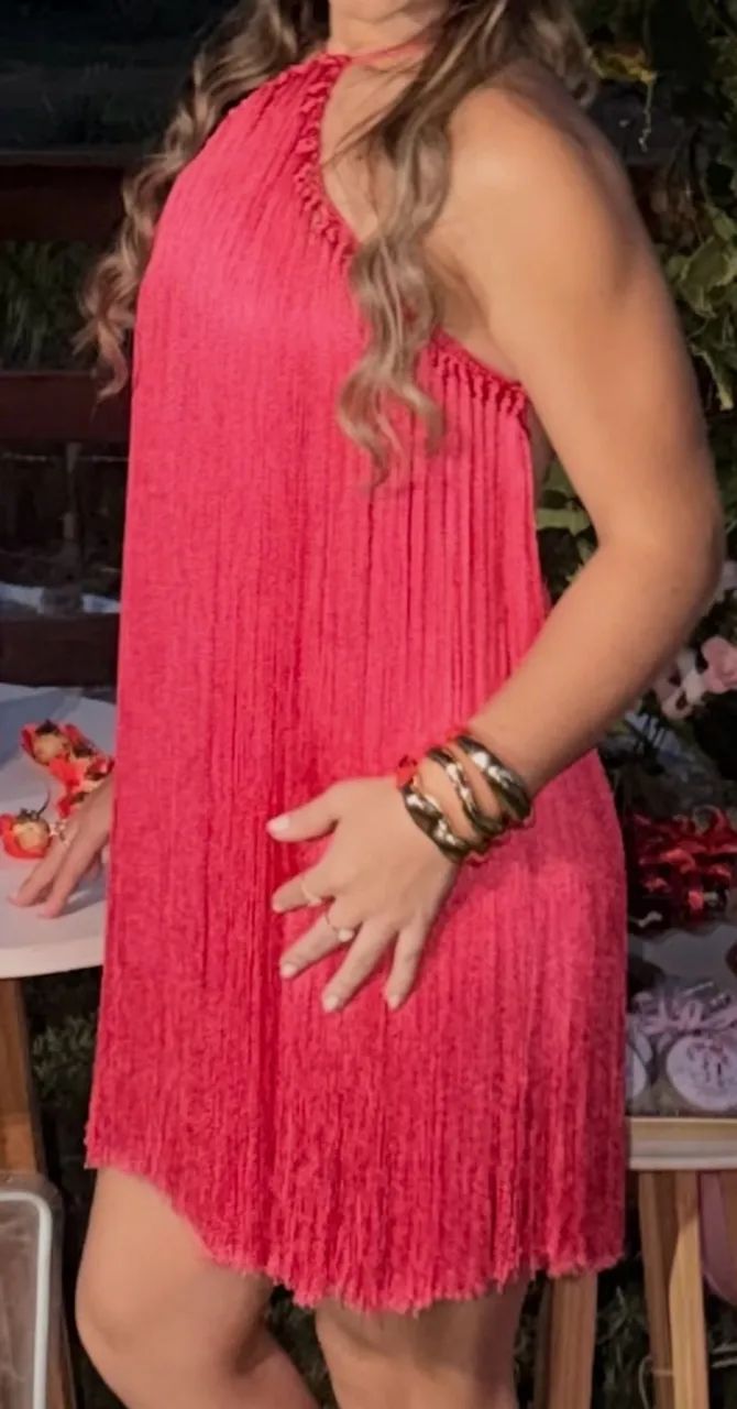 Vestido crochê com franjas 