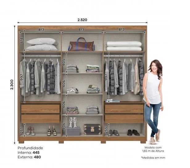 Guarda Roupa Grande com portas em detalhes ripado  - Foto 4