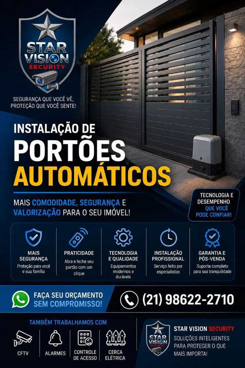 Câmeras de segurança, CFTV, cerca elétricas e automação. 