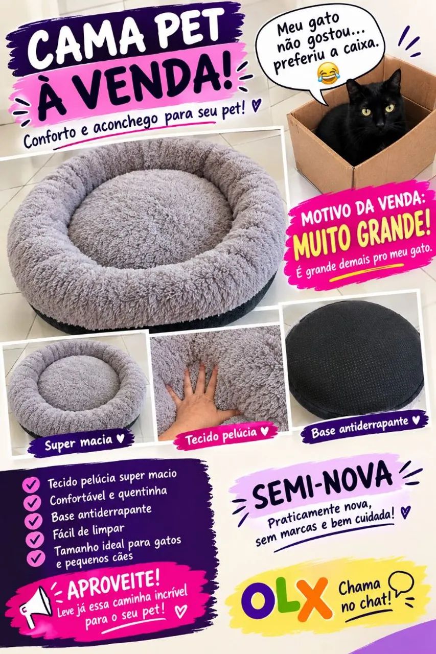 Cama pet semi- nova  grande 