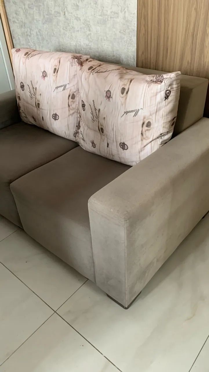 Sofá 2 Lugares Cinza Chaise Almofadas Confortável - Foto 4