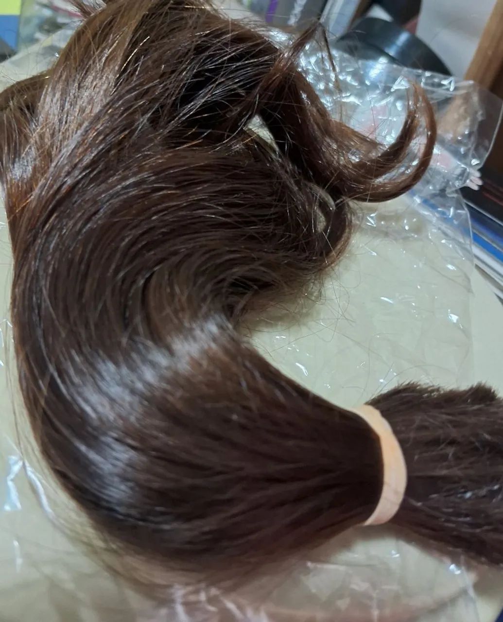 Cabelo humano natural castanho mecha 25cm - Foto 3
