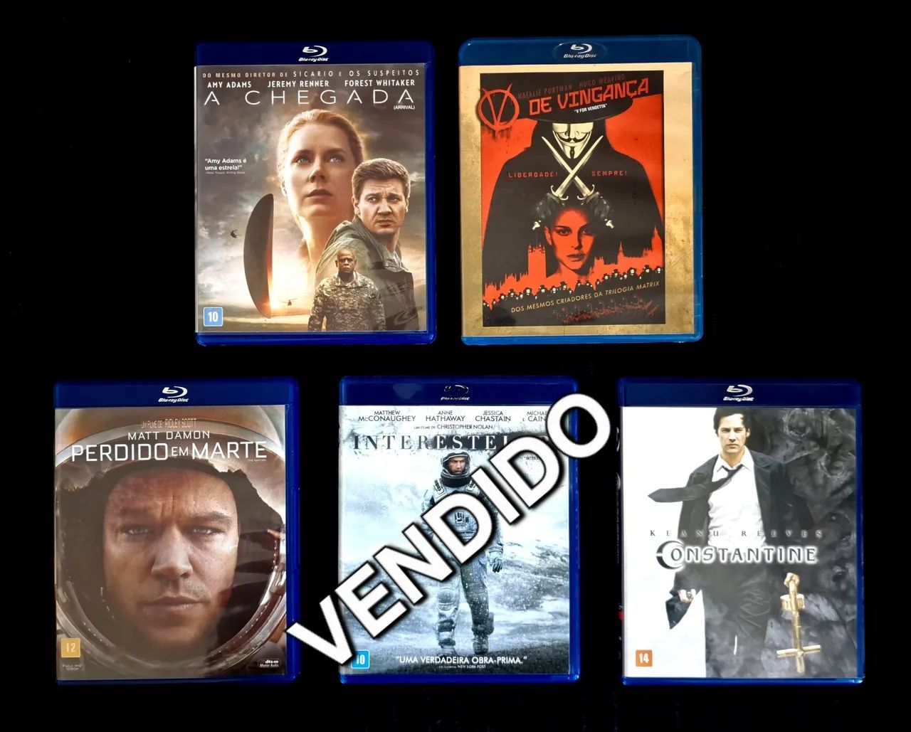 Blu-rays Constantine, A Chegada, V de Vingança e Perdido em Marte.