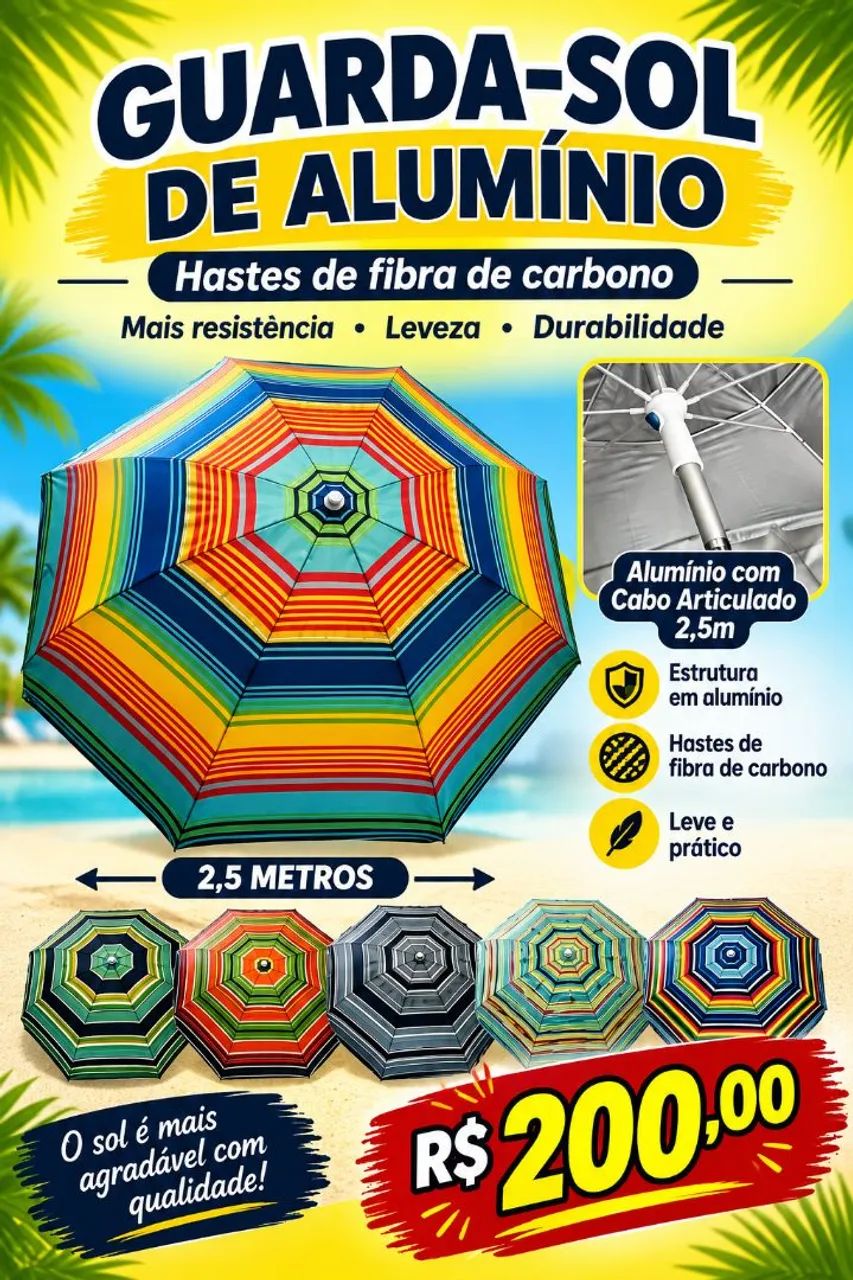 Guarda Sol de alumínio 2.5 metros 