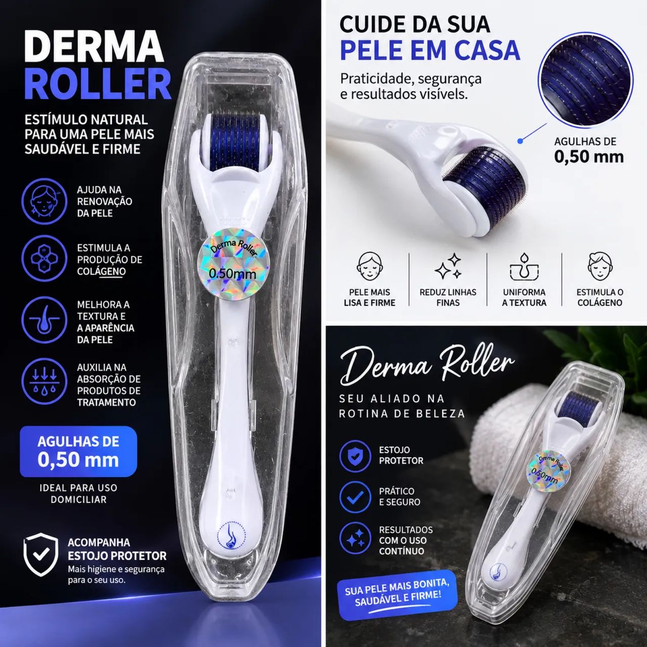 Derma Roller 0,50mm com Microagulhas - Renovação da Pele e Estímulo de Colágeno - Foto 2