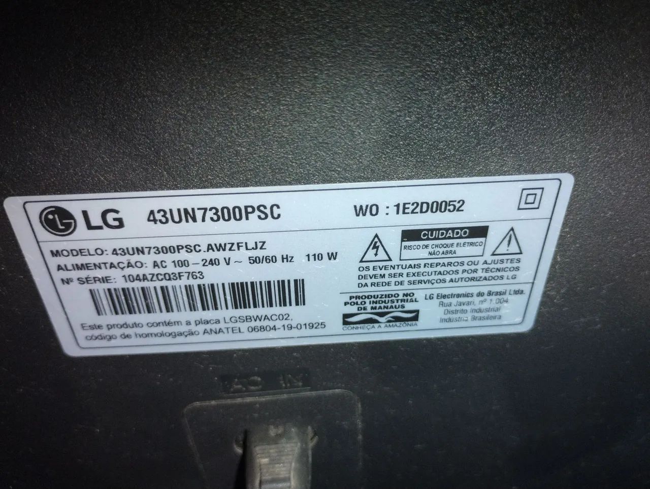 TV LED SMart LG 43 Polegadas Modelo 43UN7300PSC Tela Quebrada Ligando - Foto 2