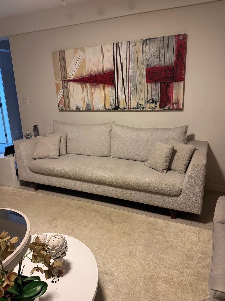Lindo sofá em linho boucle 2,60 