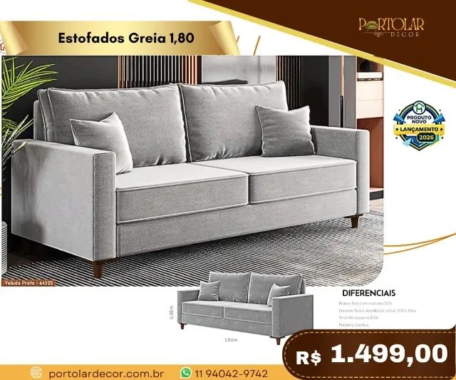 Estofados Greia 1,80 a pronta entrega 