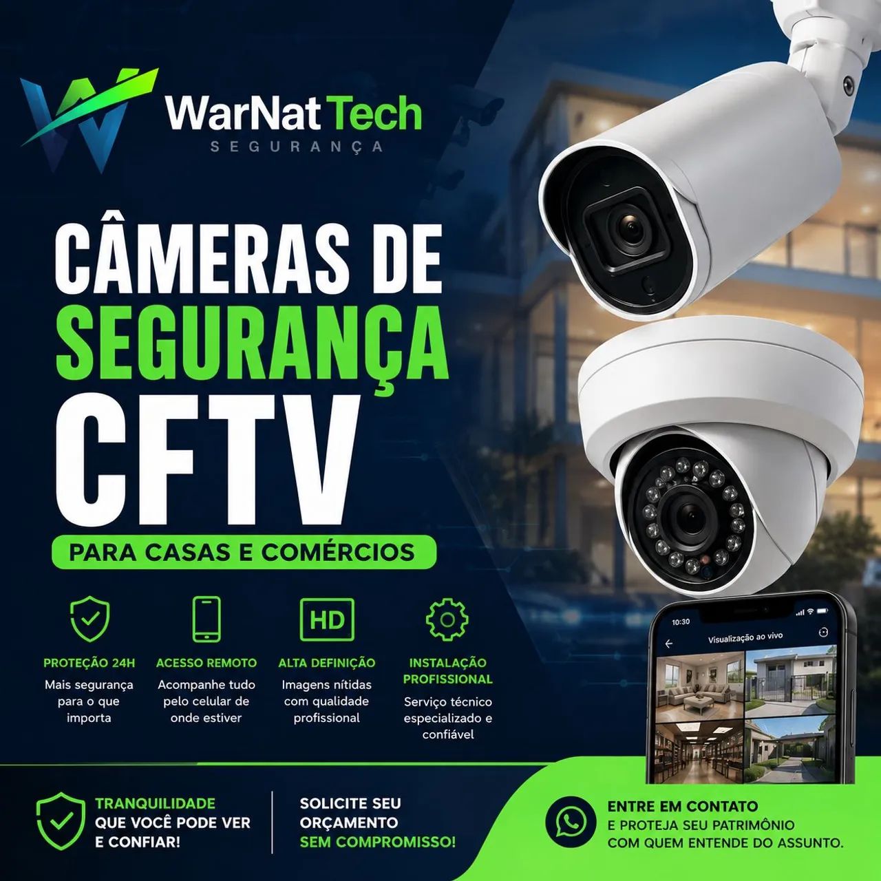 Câmeras de Segurança CFTV com Acesso pelo Celular | Casas e Comércios