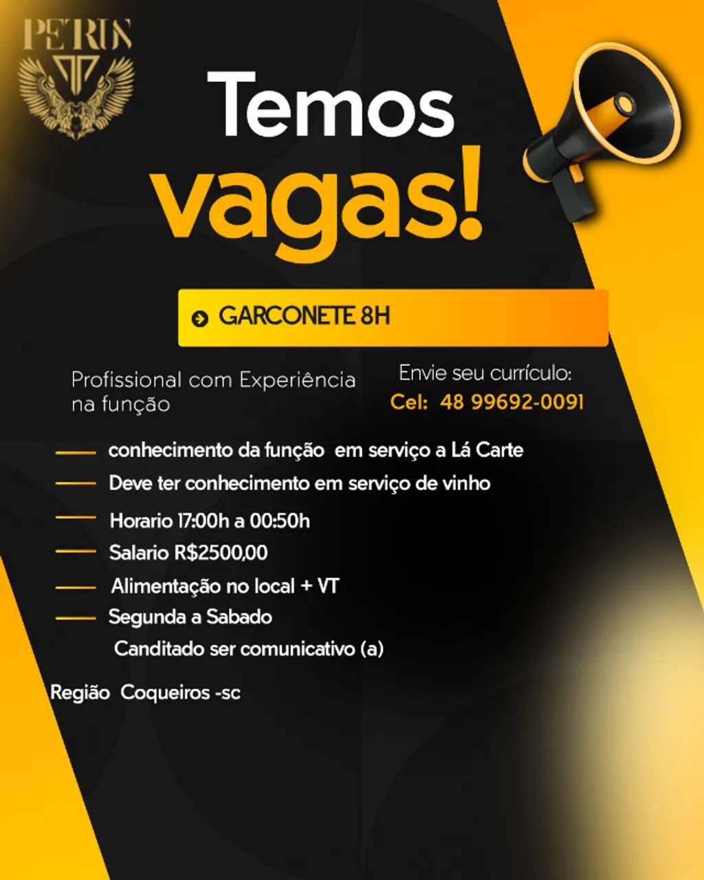 Vaga Garçonete 