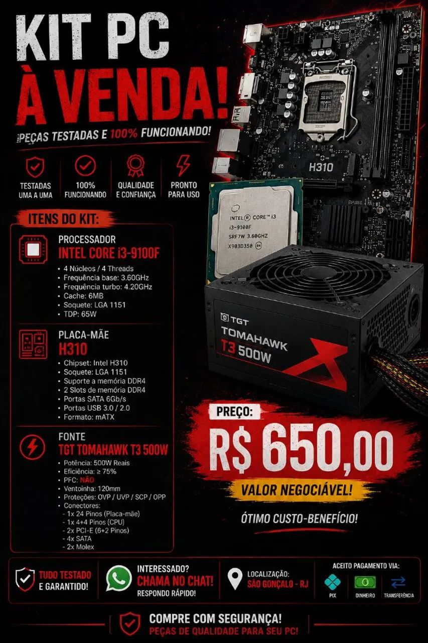 Vendo kit usado Pc