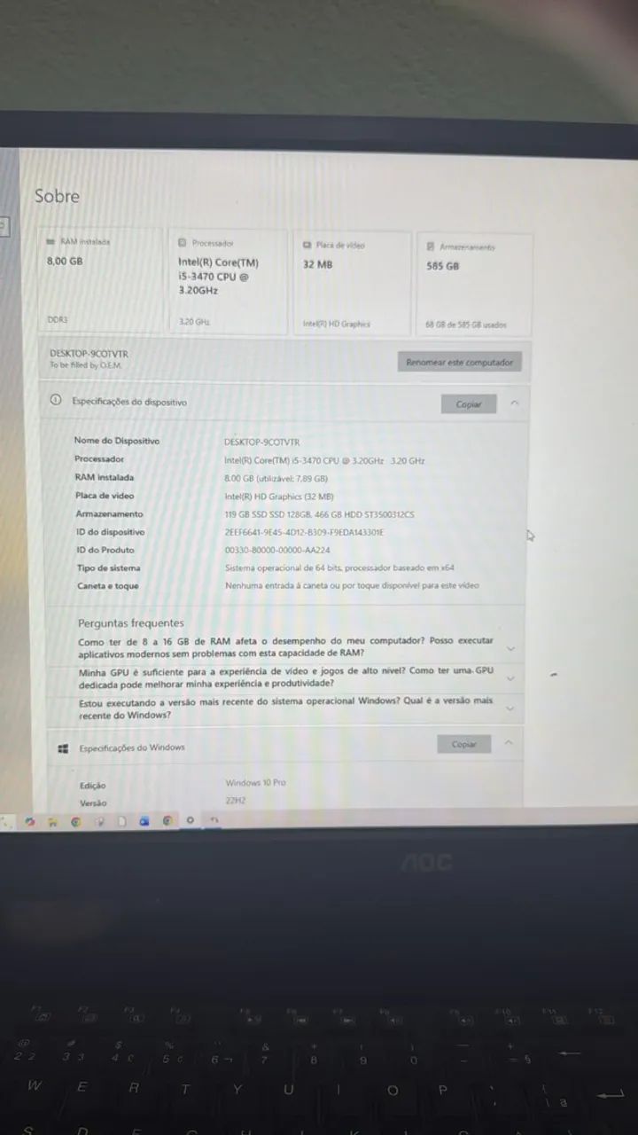 Computador Intel Core i5 8GB RAM + SSD 128GB + HD 500GB - Foto 3