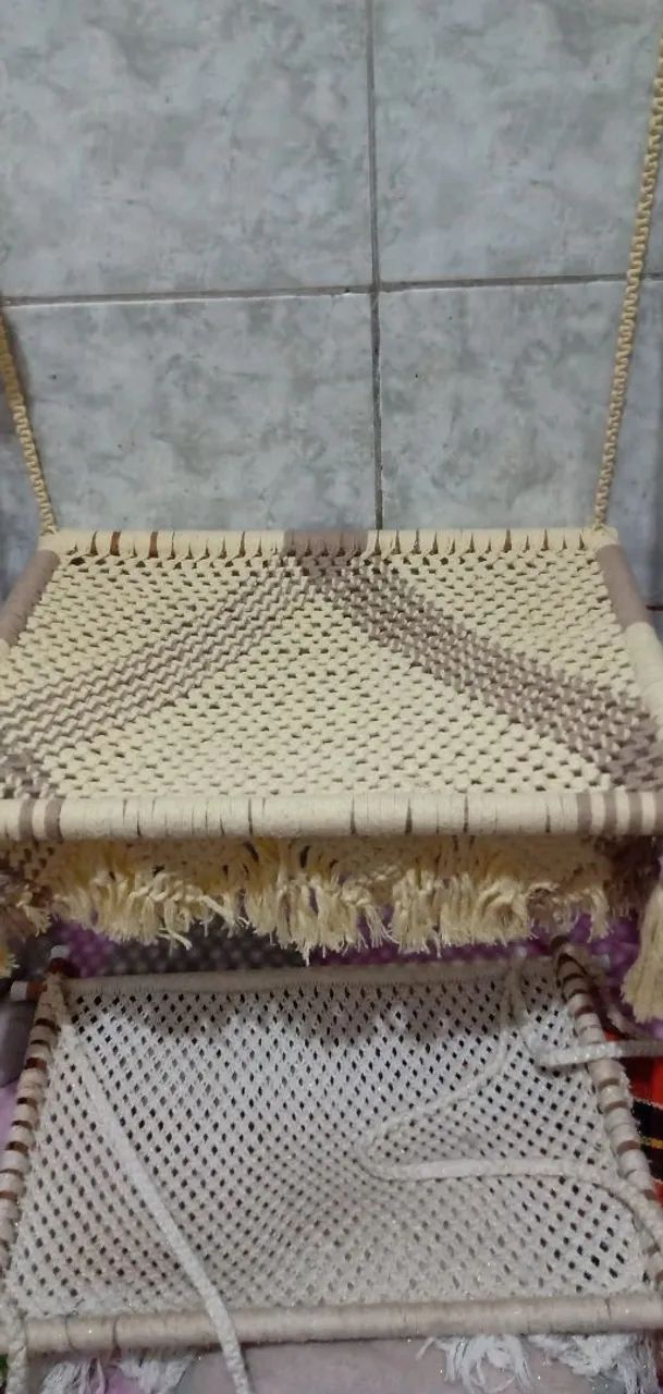 Cama macramé suspensa pra gatos - Foto 6
