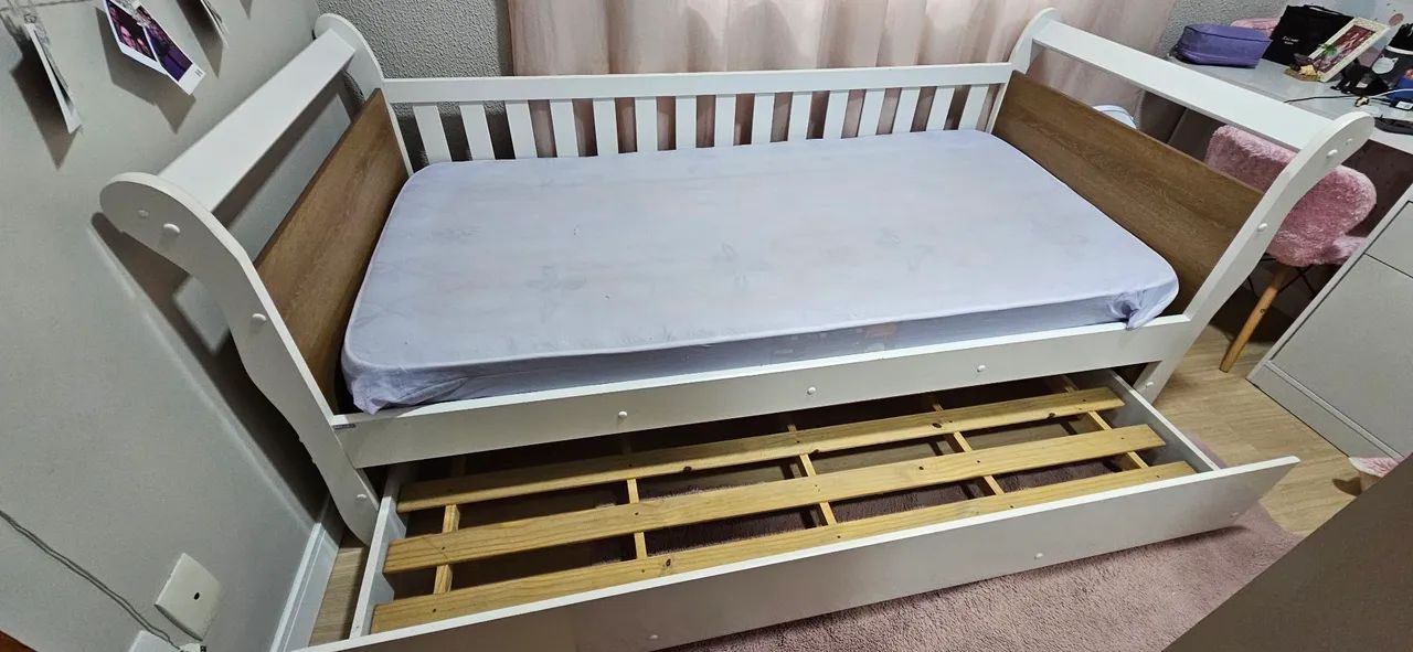 Cama solteiro + auxiliar MDF