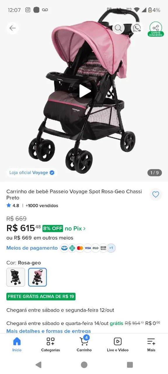 Vendo carrinho de bebê rosa - Foto 2