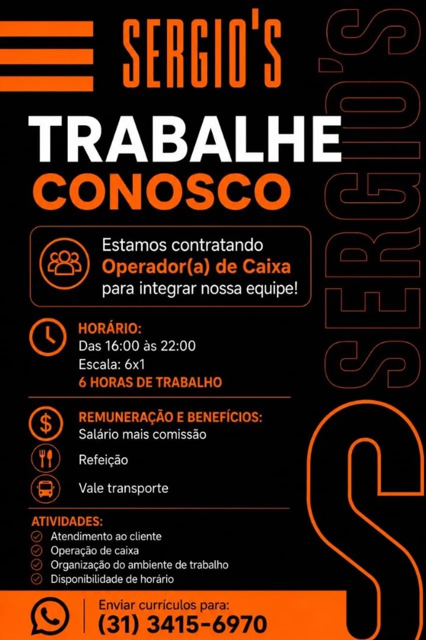 Vaga operador de caixa 