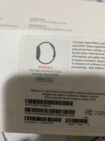 RELOGIO APPLE WATCH SERIES 8 GPS 45MM MNUL3LL/A MIDNIGHT