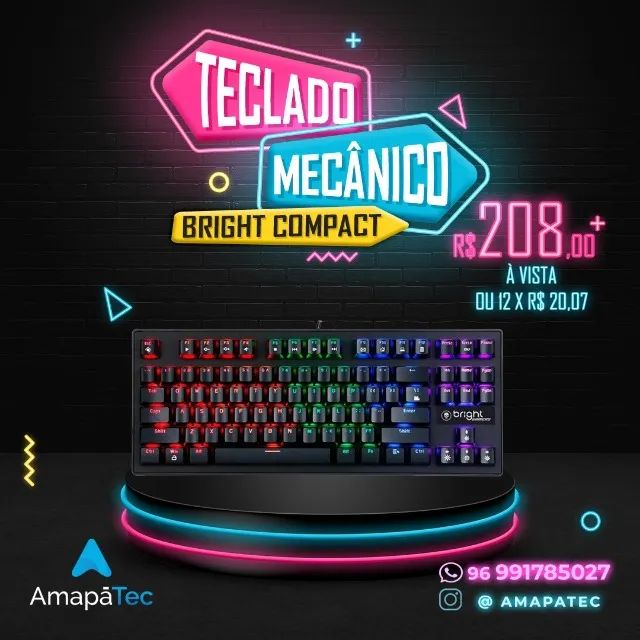 TECLADO USB GAMER MECÂNICO ANTI-GHOSTING LEDS RGB COMPACT II