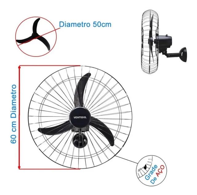 Ventisol ventilador 50 e 60cm parede - Foto 2