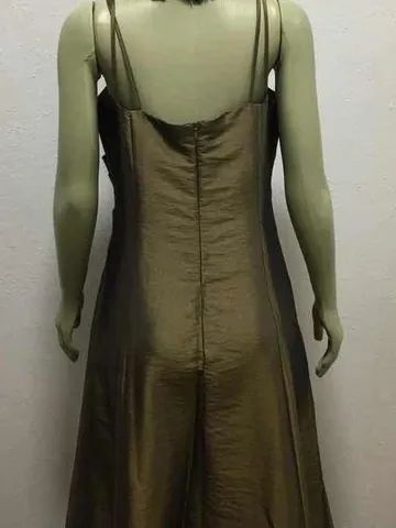 Vestido Alfaiataria Longo Ouro Velho Tamanho P Impecável - Foto 3