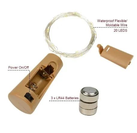 fio led luz de fada 2m decorativa- 20 mini leds hq76511 1.5v-amarelo - Foto 2