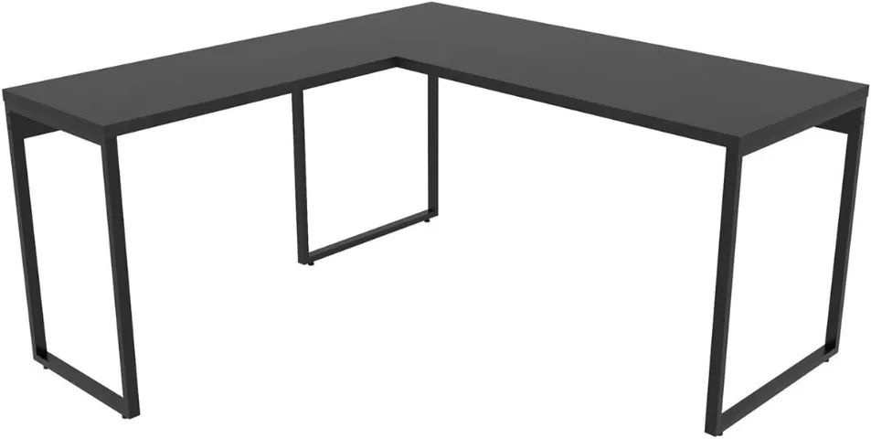 Mesa de Escritório em L Estilo Industrial 1,50mX1,50m Kuadra, Compace, Preto Ônix / Est.Pr - Foto 2