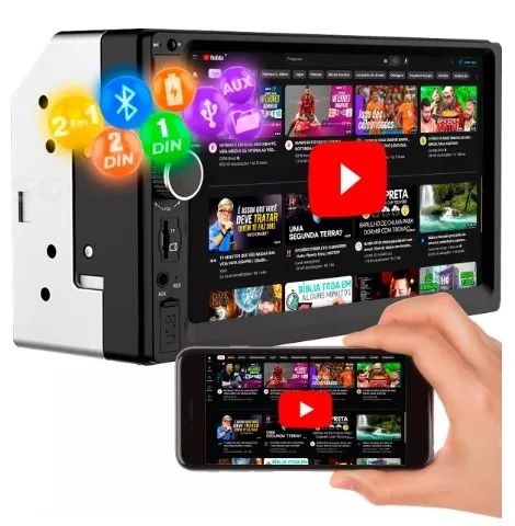 Central Multimídia First Option 7810h Com Espelhamento E Bluetooth Cor Preto